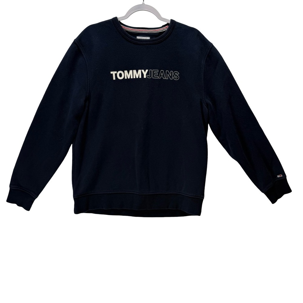 Tommy Jeans Y2K Streetwear Logo Crewneck Sweatshirt Navy Size‎ Large